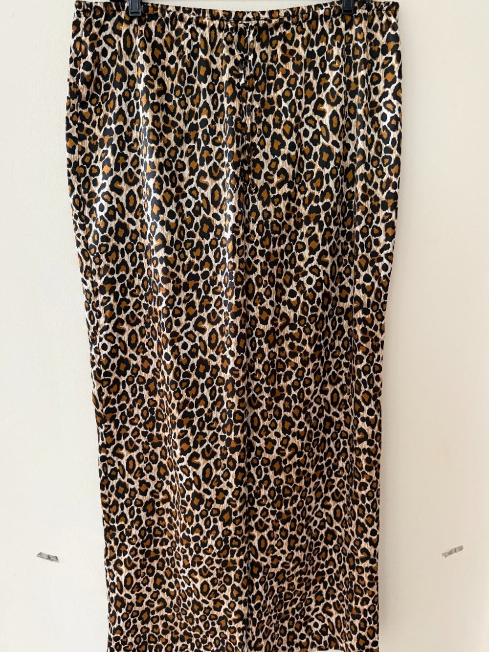 Ambrielle Intimate Satin Pajamas Pants Black/Brown  Animal Leopard Print Sz L